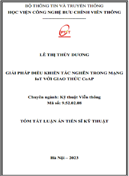 Luận Án Tiến Sĩ – Giải Pháp Điều Khiển Tắc Nghẽn Trong Mạng IoT Với Giao Thức CoAP  – Học Liệu Điện Tử Ebooks PDF