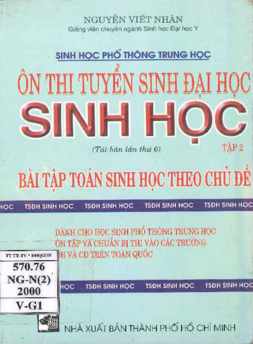 Học Liệu Số Ôn Thi Tuyển Sinh Đại Học Sinh Học Tập 2 – Bài Tập Toán Sinh Học Theo Chủ Đề