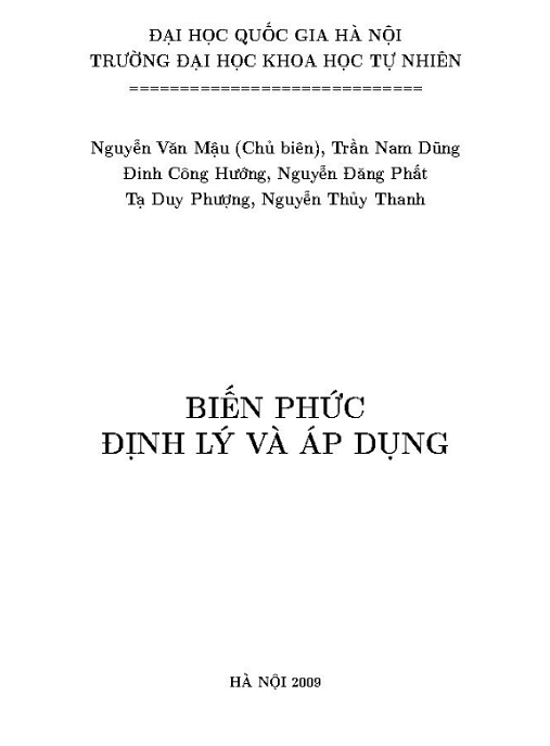 Học Liệu Số Biến Phức Định Lý Và Áp Dụng