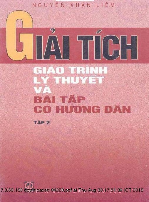 Học Liệu Số Giải Tích Giáo Trình Lý Thuyết Và Bài Tập Có Hướng Dẫn Tập 2