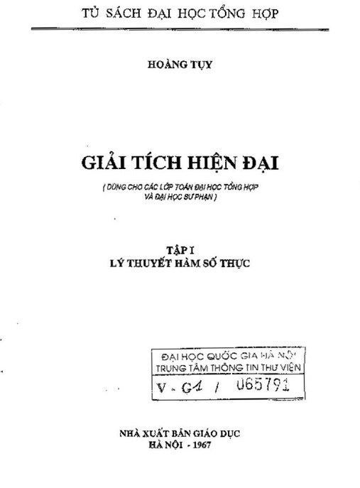 Học Liệu Số Giải Tích Hiện Đại Tập 1 – Lý Thuyết Hàm Số Thực
