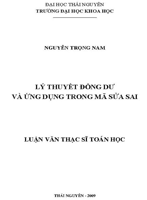 Học Liệu Số Lý Thuyết Đồng Dư Và Ứng Dụng Trong Mã Sửa Sai